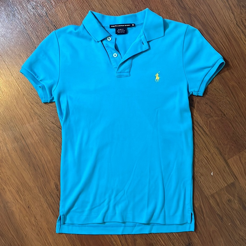 Ralph Lauren Slim Fit Polo- light Blue with yellow logo